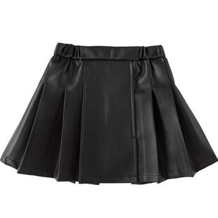 巴拉巴拉童装儿童短裙女童仿皮裙2026春秋新款百褶裙子甜酷半身裙