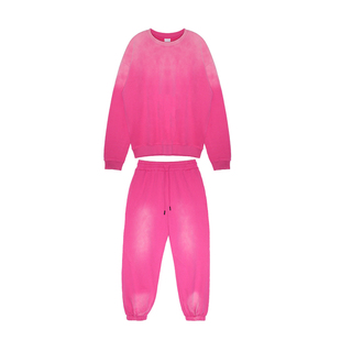 sun90美式加绒卫衣卫裤运动套装女oversize休闲慵懒风复古渐变色