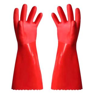 加长加绒一体绒暖手套家务洗衣洗碗防水清洁耐磨加棉洗车防滑手套