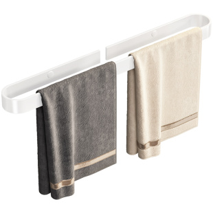 卫生间免打孔毛巾杆浴室壁挂式毛巾架奶油风浴巾挂架白色置物架子