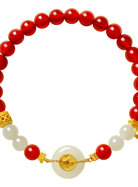 宫里上新红玛瑙手串天然玉石手链红色手饰串珠生日本命年礼物女生