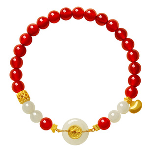 宫里上新红玛瑙手串天然玉石手链红色手饰串珠生日本命年礼物女生