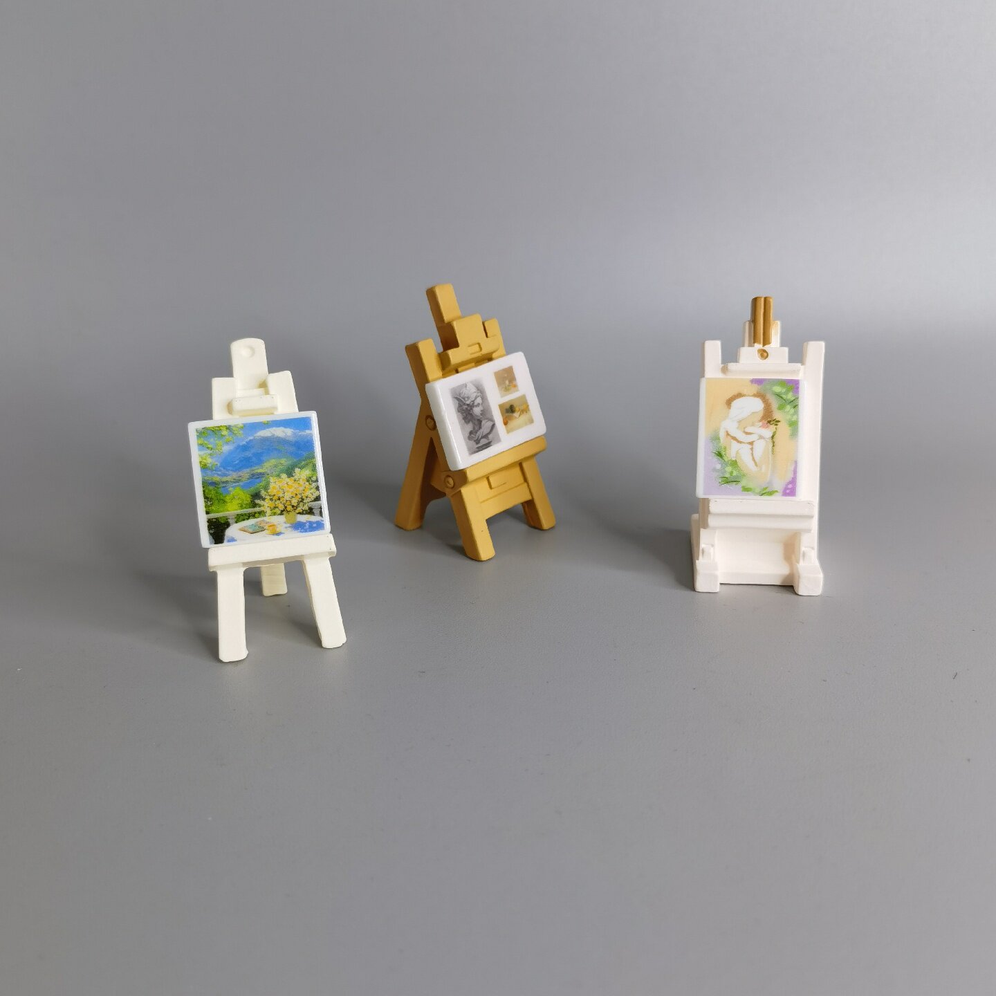 微景观树脂油画架摆件可爱娃娃屋奶油胶造景办公室桌面饰品摆件