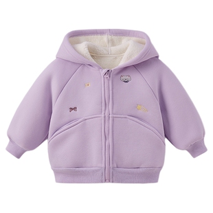 女童春针织外套春秋连帽卫衣加绒束脚卫裤春装2026新款宝宝衣服