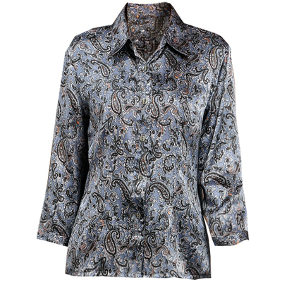 春夏新款妈妈装桑蚕丝长袖衬衫