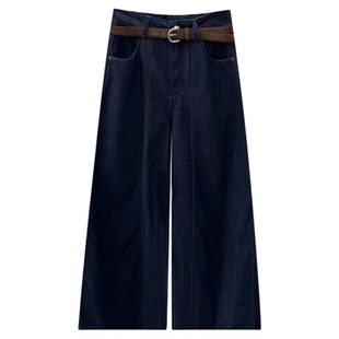 十三行T-PLATFORM93202-1冬季加绒复古水洗牛仔裤柔软阔腿牛仔裤