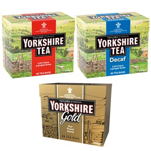 英国约克红茶原味金装浓郁脱因Yorkshire80包袋泡茶250克