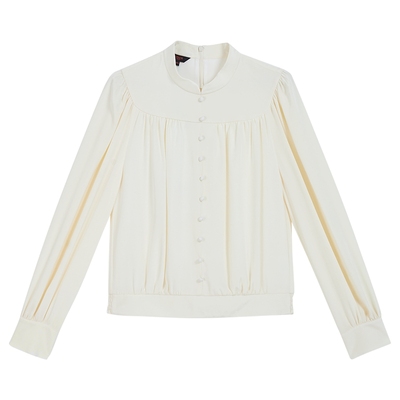 【1996系列】YINER音儿2025冬季新款法式褶艺真丝弹力重绉衬衫