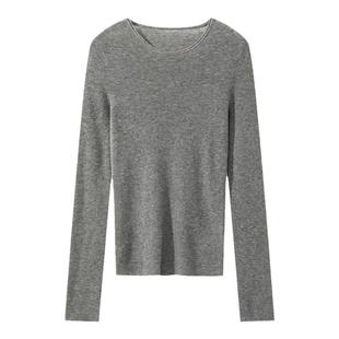 【N年怒推】一字卷边船领 山羊绒+真丝 18针3D无缝一体针织打底衫