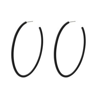 Z小姐 黑色大耳环圈圈耳环2025年新款潮韩国网红气质耳圈纯银耳钉