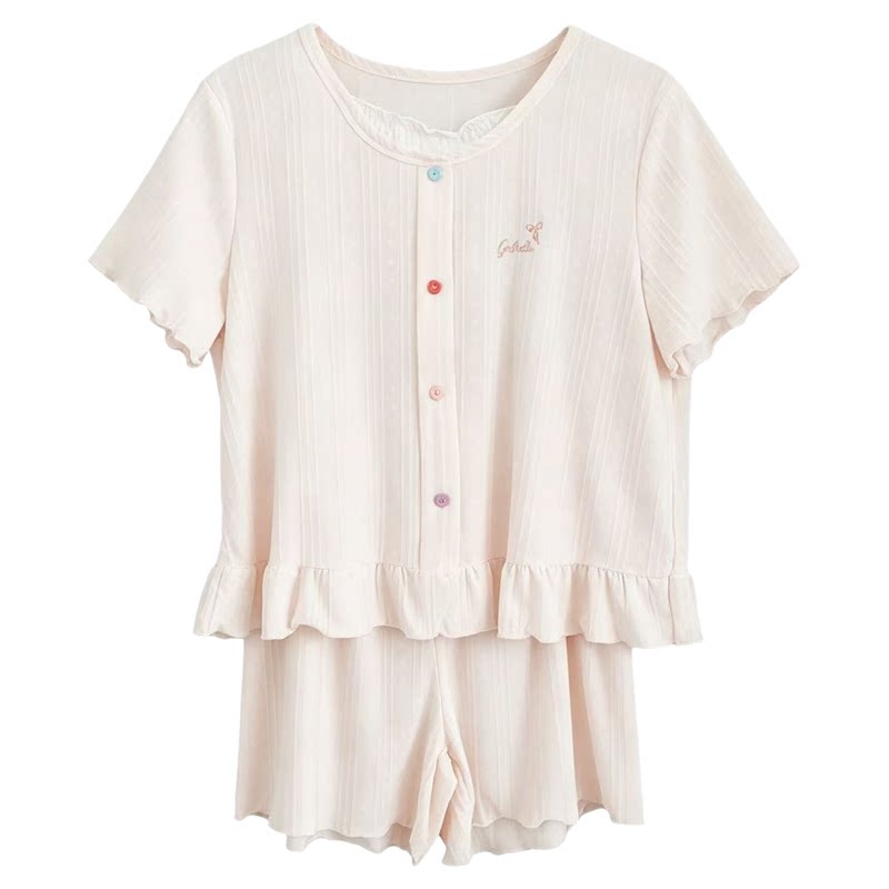香蜜闺秀26203069女士家居服居家简约短袖短裤套装睡衣舒适透气