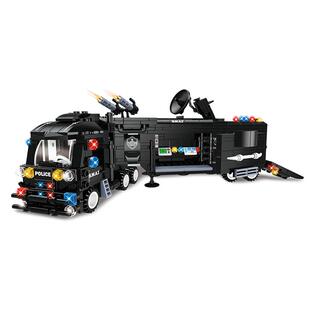 沃马积木 益智力拼装玩具特警战队8合1捍卫者突击作战指挥车C0518