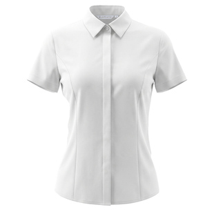 优柏白衬衫女短袖夏季薄款职业正装蓝色工作服工装女士白色衬衣夏