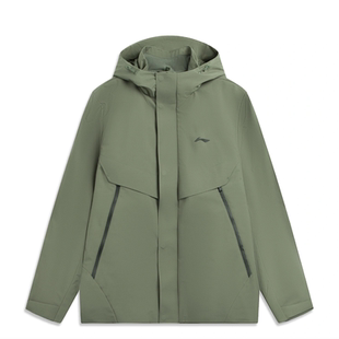 李宁户外三合一运动风衣男子防泼水宽松85%鸭绒CF连帽外套AWBV091