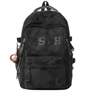 书包男生高中生2026新款尼龙双肩包女高级感小众黑背包初中大容量