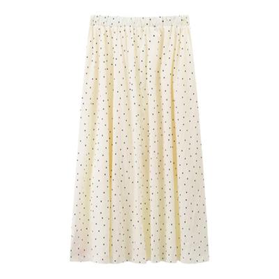 温柔风杏色波点半身裙女高腰a字