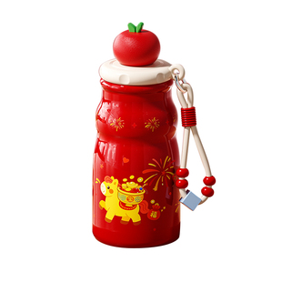 马年保温杯女生新款2025高颜值吸管水杯小巧便携陶瓷咖啡杯子外带