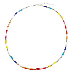 MONA张绮贤同款多巴胺彩色串珠复古扇子项链y2k糖果彩虹锁骨链女