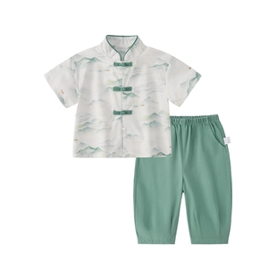 [7A抗菌]男童汉服夏季宝宝中国风短袖套装小童新中式衣服儿童唐装