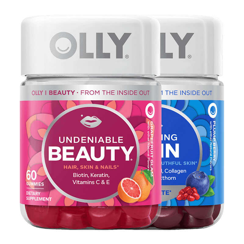 OLLY 护甲护发角蛋白生物素beauty软糖+光泽肌肤skin软糖组合装
