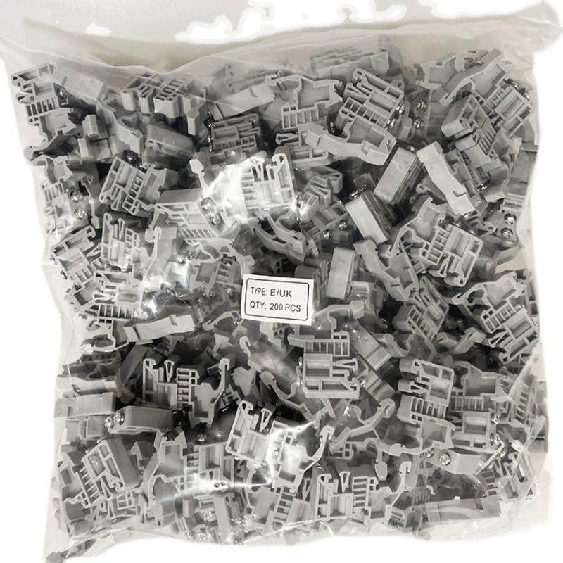 200只 尼龙UK固定件E-UK E/UK EUK接线端子终端导轨堵头C45紧固件