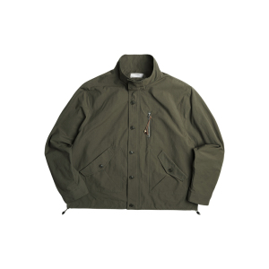 AWT 26SS 〔堆褶弯刀袖〕棉涤混纺廓形宽松工装外套中性风夹克