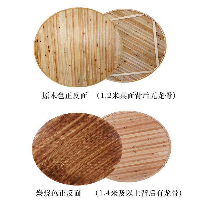 加厚大圆桌收纳实木桌子饭店台面酒店可折叠杉木圆简易餐桌家用
