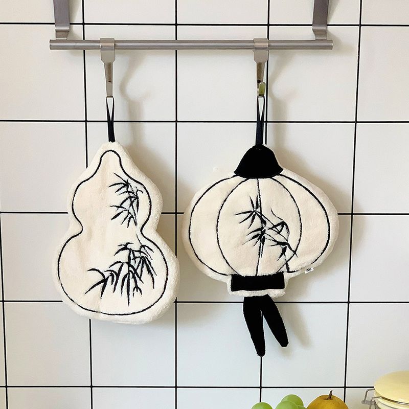 中古风灯笼卫生间擦手巾挂式速干珊瑚绒厨房擦手毛巾吸水不掉毛