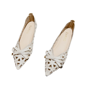 凉鞋女2025夏季法式豆豆鞋软底透气镂空罗马刺绣大码尖头平底瓢鞋