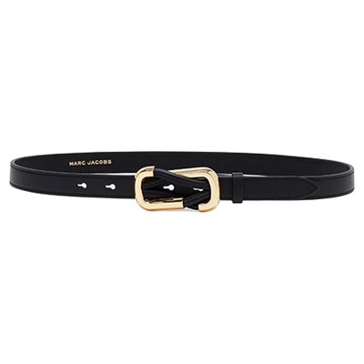 【七夕礼物】MARC JACOBS/莫杰 DUAL MJ 牛皮黑色细腰带皮带