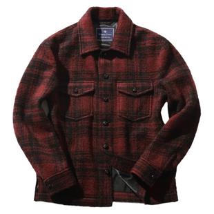 艾比路美式复古进口羊毛红格子工装衬衫式西部狩猎RRL夹克