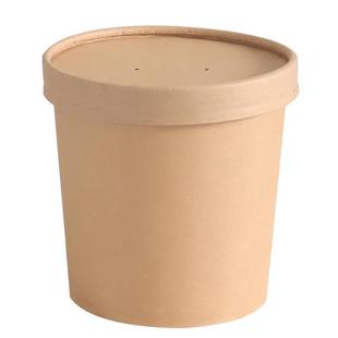 一次性牛皮纸碗打包盒圆形带盖外卖餐盒商用汤桶汤杯汤碗装粥杯子