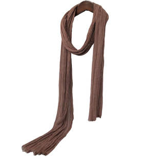 春秋季棕色细长款棉麻围巾女夏季百搭长条薄款装饰护颈椎纯色丝巾