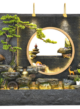 假山流水幕墙喷泉景观屏风