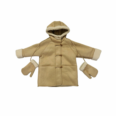 Domi女童韩版皮毛一体外套2025年秋冬新款儿童加厚保暖连帽大衣