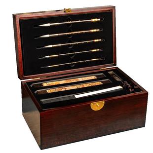 张小凤山野闲云文房四宝套装毛笔砚台笔墨纸砚墨条端砚书法套装高级墨块专用专业级高档送礼女生礼盒礼物摆件