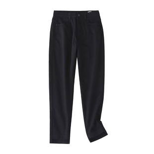 春夏季新款韩版时尚休闲百搭修身黑色牛仔裤九分小脚裤15548