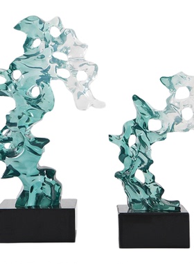 现代简约侘寂风太湖石雕塑摆件