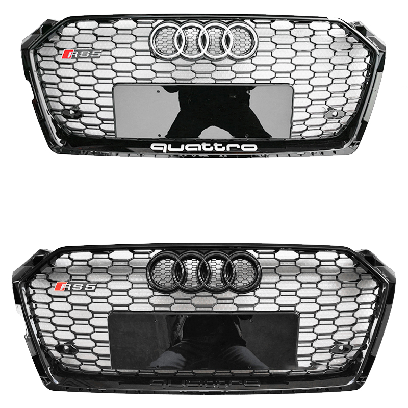 12-25款奥迪A5中网改装RS5蜂窝中网S5黑武士大包围装饰前杠唇配件
