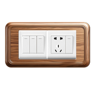 欧式开关贴仿木纹边框保护套装饰贴贴简约时尚轻奢双排插座面板贴