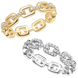 HEFANG何方XS链条戒指叠戴轻奢时尚情侣优雅百搭饰品圣诞礼物