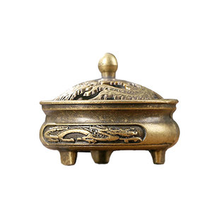 迷你龙凤三足盘香炉博山炉铜合金祥云香炉家用室内熏香炉沉香檀香