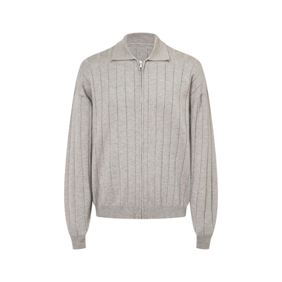 UTIMUS拉链毛衣竖条纹上衣外套包芯纱休闲秋冬开衫翻领情侣男女款