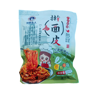 陕西特色食品宝鸡祁胖女人擀面皮凉皮面皮3宽3细6袋真空装包邮