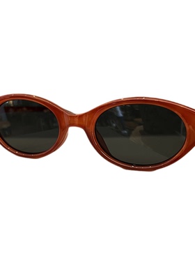 复古椭圆红色框猫眼高级感太阳镜