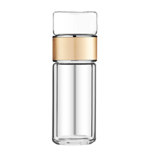 新款渊之源双层玻璃杯真空杯子泡茶喝水杯办公家用茶水分离茶杯