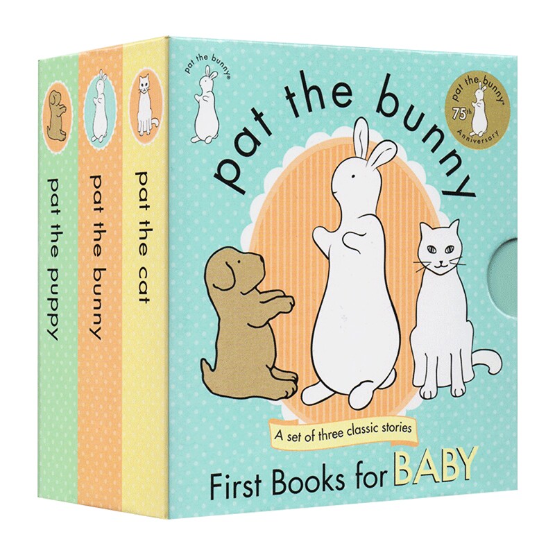 Pat the bunny puppy cat 拍拍小兔子小狗猫咪 英文原版绘本触摸书游戏玩具书正版3本 1-3岁儿童幼儿英语启蒙认知早教