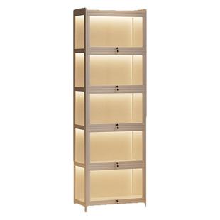 手办展示柜带锁带灯透明摆件模型柜子玩具货品收纳防尘礼品储物柜