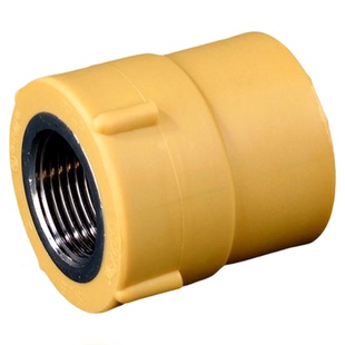 中财PPR冷热给水管材系列咖喱色内螺纹直通阴螺纹直接内丝接头