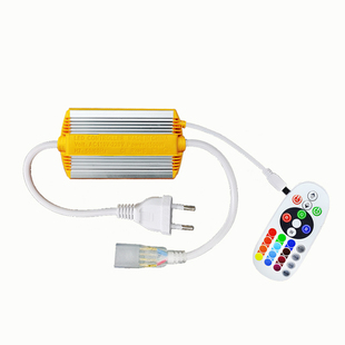 220V灯带插头七彩RGB灯四芯LED接头四针10mm多彩色变色遥控器插头